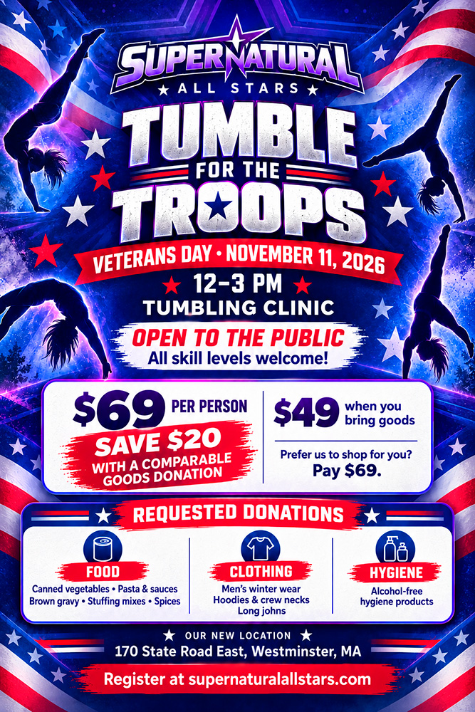 Tumble for the Troops flyer